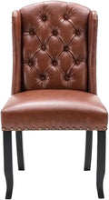 Adjustable Office Computer Chair with Armrest 1pcs Modern Style Brown Leather Upholstered Solid Wood Decorative Dining Room Chairs