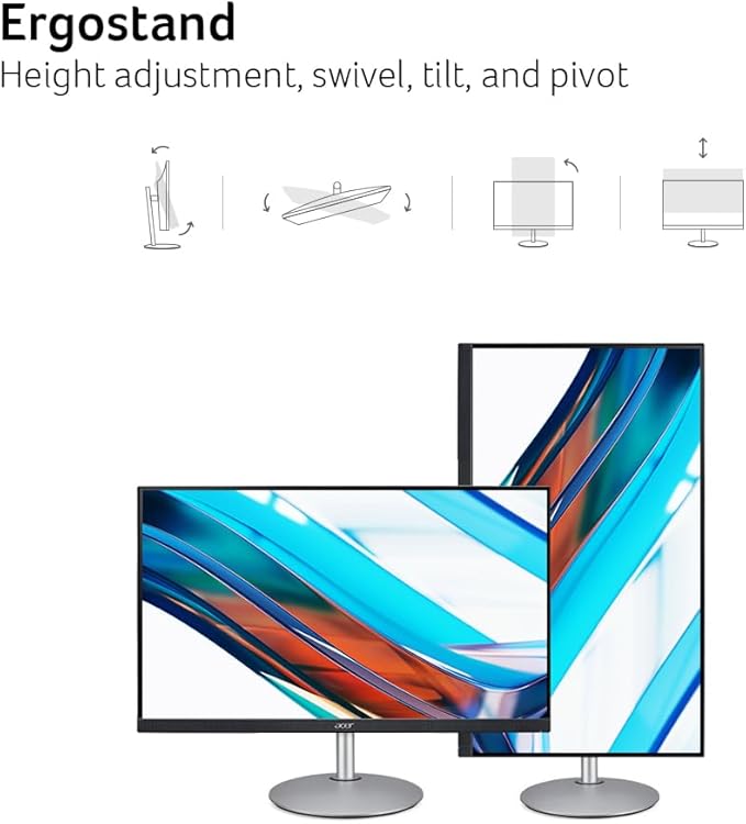 acer CB272U Ebmiiprx 27 WQHD 2560 x 1440 Home Office Monitor | AMD FreeSync | 1ms VRB | 100Hz | Zero Frame | Height Adjustable Stand with Swivel Tilt &amp Pivot (Display Port 1.2 &amp 2 x HDMI 2.0