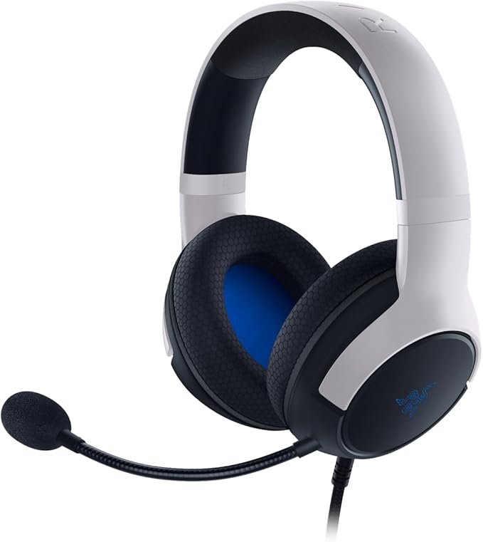Razer Kaira X Wired Headset for PlayStation 5 (50 mm Driver Hyperclear Cardioid Microphone Volume Control Microphone Mute Button) Black/White