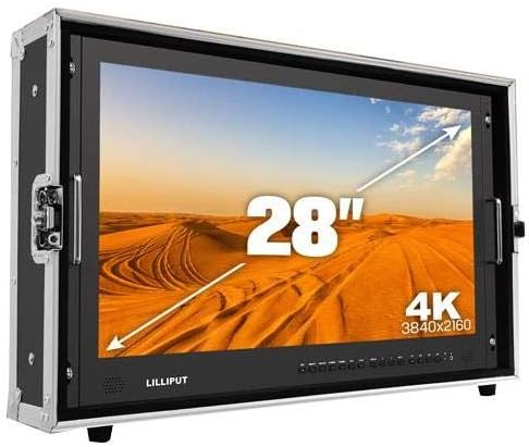 LILLIPUT BM280-4K 28 Carry-on 4K Broadcast Director Monitor with SDI HDMI VGA &amp DVI inputs + V mount plate