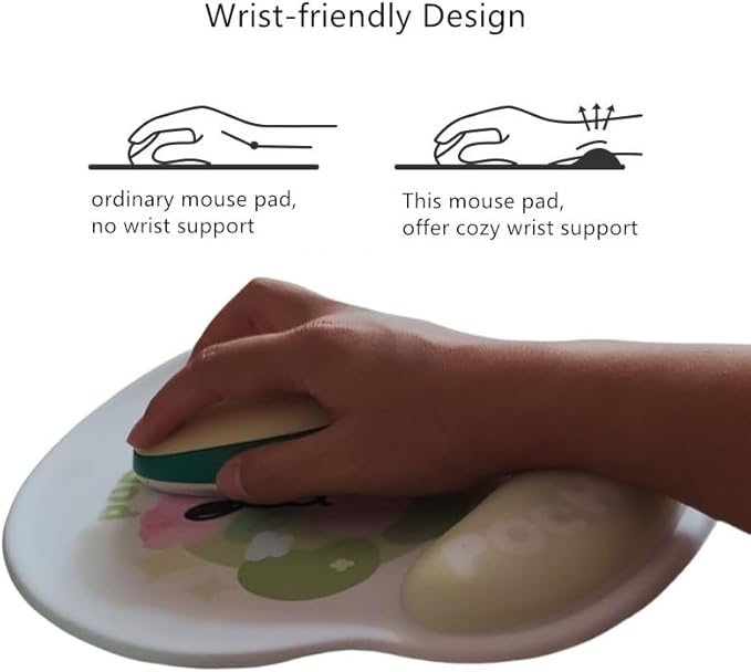 Cute Non-Slip Mouse Pad with Wrist Rest and Keyboard Wrist Support Pad for Desk Typing Gaming Home Office Pochacco