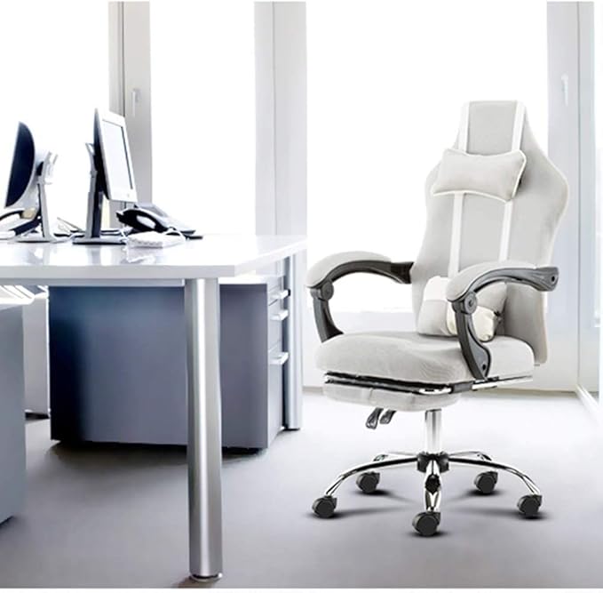 Chair Computer Chair Lift Swivel Chair Office Chair High Back Reclining Chair with Footstool Ergonomic Gaming Chair (Color : Gray)