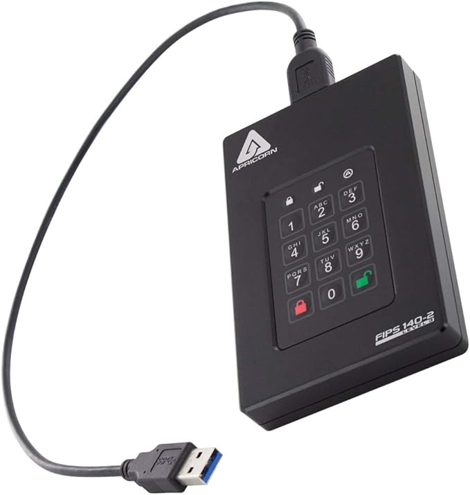 Apricorn 4TB Aegis Fortress L3 FIPS Level 3 USB 3.0 Hardware Encrypted Portable Drive Bundle with 2TB Aegis Padlock USB 3.0 256-Bit AES XTS Hardware Encrypted Portable External Hard Drive