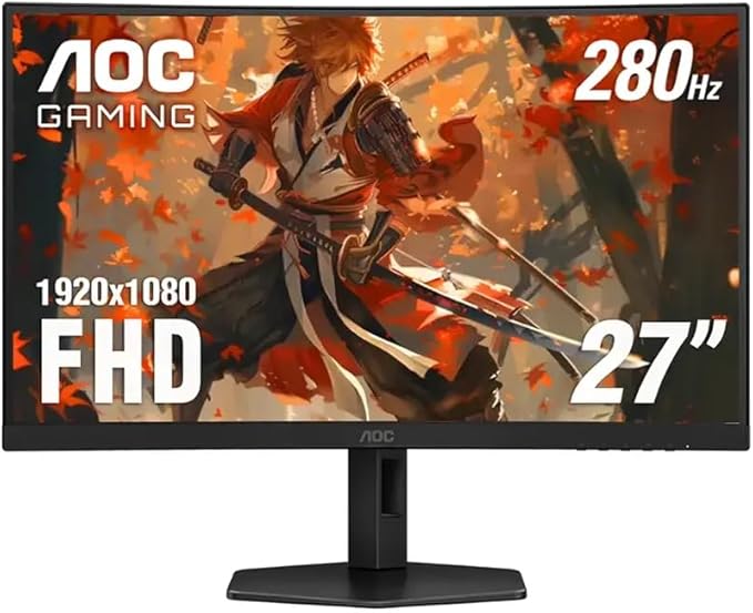 AOC - C27G4ZX 27 VA Curved FHD 280Hz Gaming Monitor 0.3 ms Response Time - Black/Silver/Red (Renewed)