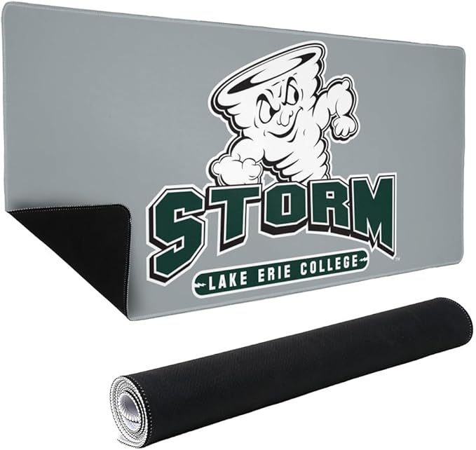 Lake Erie College LEC Storm Primary Logo Large Gaming Mouse Pad Desk Mat with Stitched Edges Non-Slip Base for Gamer Home and Office 31.5 x 15.7