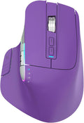 Wireless Gaming Mouse Tri-Mode 2.4Ghz/Bluetooth 5.2/Wired USB-C with Two Scroll Wheels RGB LED Backlit 4-Level DPI Rechargeable Ergonomic Optical Mice for Computer/Laptop/Office/Gamer Purple