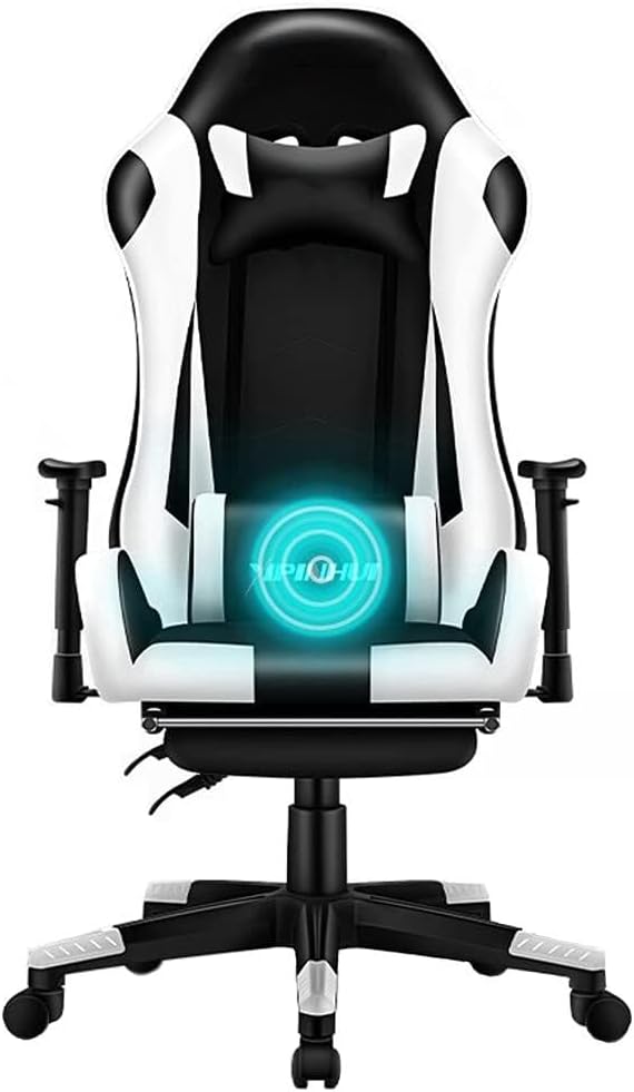 Massage Gaming Chair Ergonomic Racing Office Chair with Lumbar Support Reclining PU Leather Swivel Task Chair(Blue)