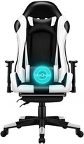 Massage Gaming Chair Ergonomic Racing Office Chair with Lumbar Support Reclining PU Leather Swivel Task Chair(Blue)