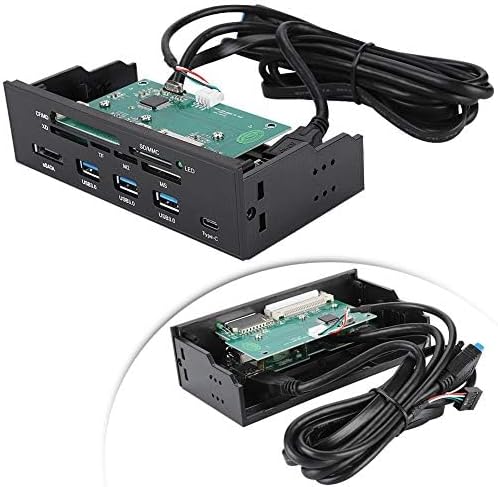 ASHATA Front Panel Hub 11 Port PC Front Panel with USB 3.0 Ports USB 3.1 eSATA Port and 6 Card Slots Card Reader Support M2 MSO Memory MS XD 64G CF Card Fit Any 5.25” Computer Case Front Bay