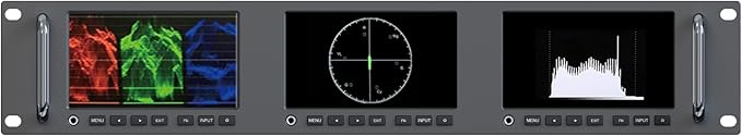 LILLIPUT RM-503S 3 X 5 inch Full HD 2RU Rack Mount Monitor 1920x1080 HDMI 2.0 3G-SDI Input and Output with Waveform and Vector Functions