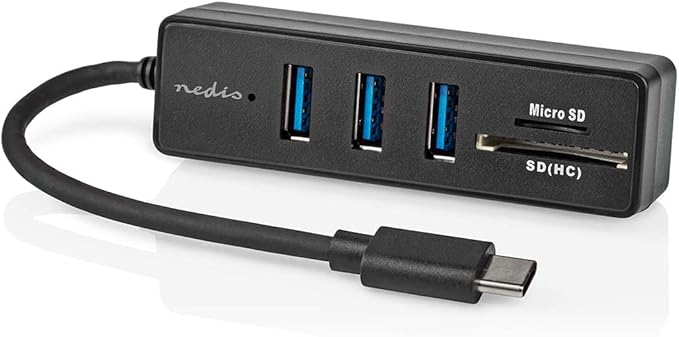 Nedis USB Hub | 1x USB-C™ | 3X USB A Female | 5-Port Port(s) | USB 3.2 Gen 1 | Power Supply via USB | 5 Gbps | SD &amp MicroSD