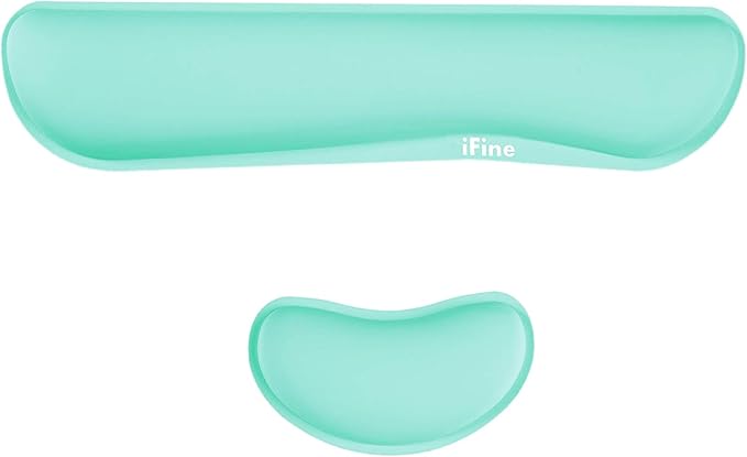 iFine Upgrade Cleanable PU Leather Keyboard Wrist Rest Pad &amp Mouse Wrist Cushion Support for School Home Office Computer Laptop Mac Waterproof Lightweight Comfortable Pain Relief Typing (Min