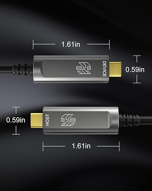 50ft USB C to USB C Cable Fiber OpticLong Extension 10Gbps High Speed Data TransferCompatible with Webcams CamerasGaming ConsolesHubsHDDsVR ARGrey
