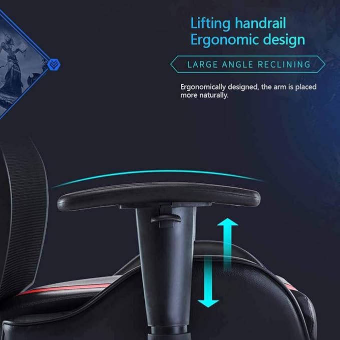 Computer Chair Video Game Chair with Removable Lumbar Pillow Ergonomics Game Computer Chair Lifting Handrail Racing Style High-Back PU Leather Office ChairBlack Red