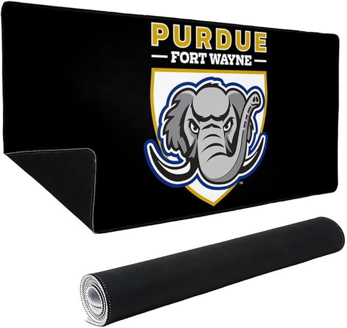 Purdue University Fort Wayne Mastodons Primary Logo Large Gaming Mouse Pad Desk Mat with Stitched Edges Non-Slip Base for Gamer Home and Office 31.5 x 15.7