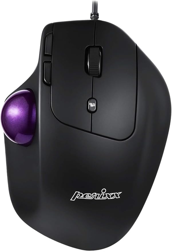 Perixx PERIMICE-520 Wired USB Ergonomic Programmable Trackball Mouse Adjustable Angle 8 Button Design Black (PM-520-11447)