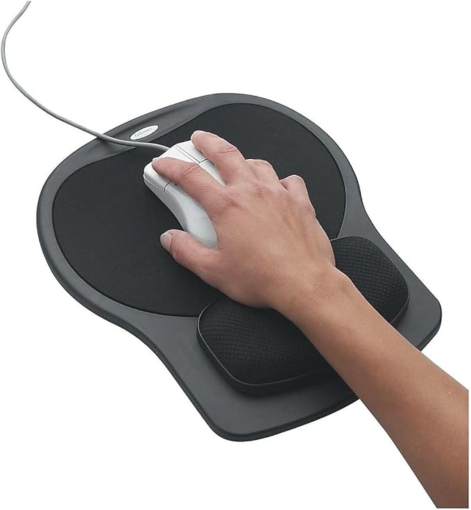 Fellowes 93730 Gel Mouse Padw/Wristrest10-Inch x12-Inch x1-1/2-InchTexture/Black