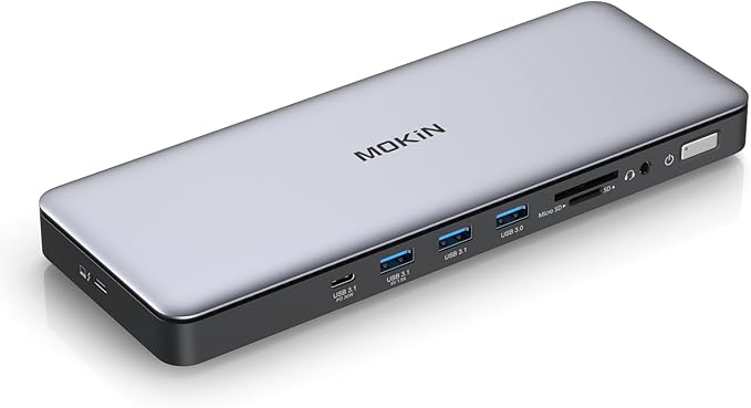 MOKiN Thunderbolt 4 Dock - 16 Ports USB C Docking Station 3 Monitors for Laptop with 2*Thunderbolt 4 Port 96W Charger 2.5Gbps Ethernet for Dell HP Lenovo MacBook（Intel Thunderbolt™ Certified）