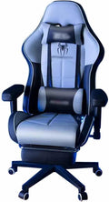 Gaming Chair with Footrest Cool Two-Color Stitching Spider Pattern Gamer Chair 155° Reclining Swivel Lift Racing Chair Load Bearing 190kg/418.9lbs (Color : Gray-Black Size : 121-131 * 50cm)