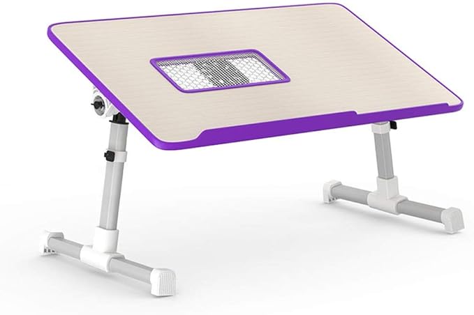 Tables Laptop with Cooling Fan - Adjustable Panel Folding Leg Chair Suitable for Bed Sofa (Purple 52x30cm)