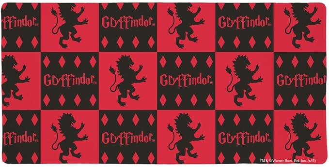 Harry Potter Gryffindor Pattern Large Gaming Mouse Pad Desk Mat with Stitched Edges Non-Slip Base for Gamer Home and Office 31.5 x 15.7