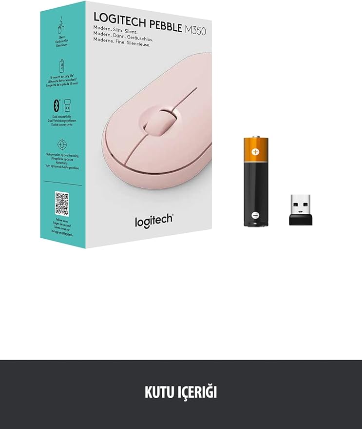 Logitech Pebble Wireless Mouse with Bluetooth or 2.4 GHz Receiver Silent Slim Computer Mouse with Quiet Clicks for Laptop/Notebook/iPad/PC/Mac/Chromebook - Rose/Pink