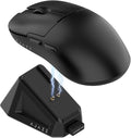 AJ159P MC Wireless Gaming Mouse 12000 DPI Tri-Mode 2.4G/Bluetooth/Wired Magnetic RGB Charging Dock 56g Ultra-Light Programmable 6 Buttons - Perfect for Gaming Work &amp Travel (Black)