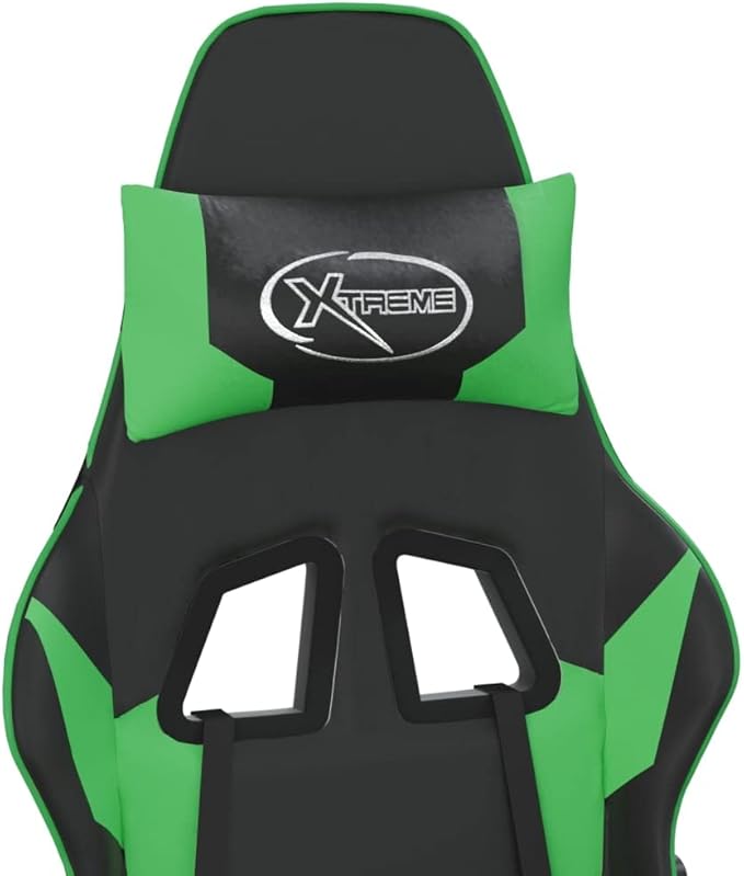 Gaming Chair Computer ChairErgonomic Gaming ChairSuitable for Work Rest Playing Computer Games Watching Performanceswith Footrest Black and Green Faux Leather