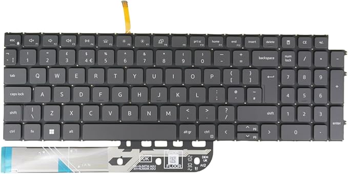 Laptop Replacement Keyboard for Dell Inspiron 3510 3511 3515 3520 3521 3525 3530 3535 5510 5515 5518 7510 7610 Backlit No Cover (UK GB Layout Black)