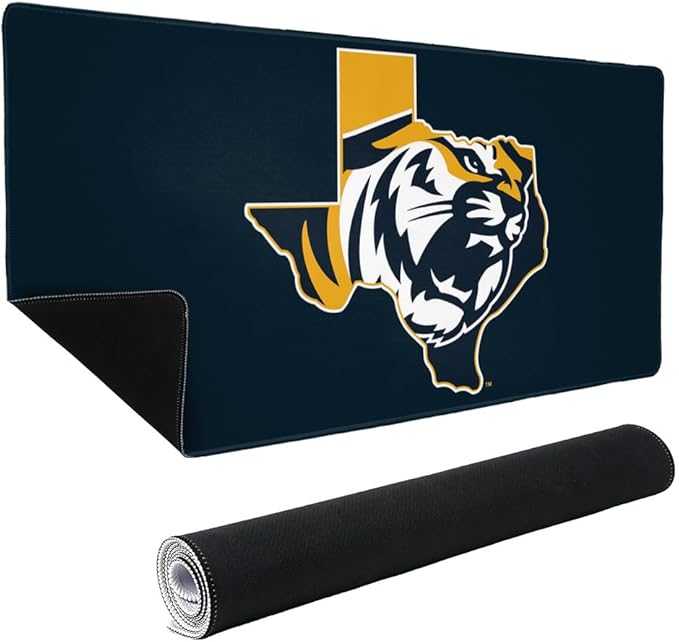 East Texas Baptist University Tigers Primary Logo Large Gaming Mouse Pad Desk Mat with Stitched Edges Non-Slip Base for Gamer Home and Office 31.5 x 15.7