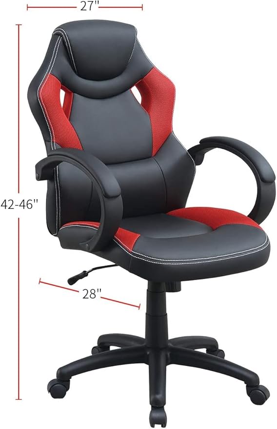 Racing Style Gaming Chair High Back Office Chair with Adjustable Height Red Black Arm Chair Ergonomic Computer Suitable for Comfortable and Casual Use