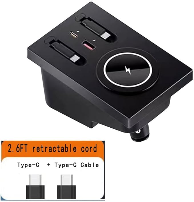 USB Hub for Volvo xc60 xc90 s90 v90 s60 v60 Retractable Hub Docking Station with Fast Charging Cable Multi Portfor Volvo Accessories Docking Station of Center Console (tuozhanwu-C)