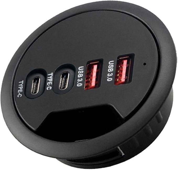 Grommet Desk-Fit USB 3.0 Hub (Diameter 2.36 or 60MM) 2 Port Type A&amp2 Port Type CCompatible Charging and Data Transmission