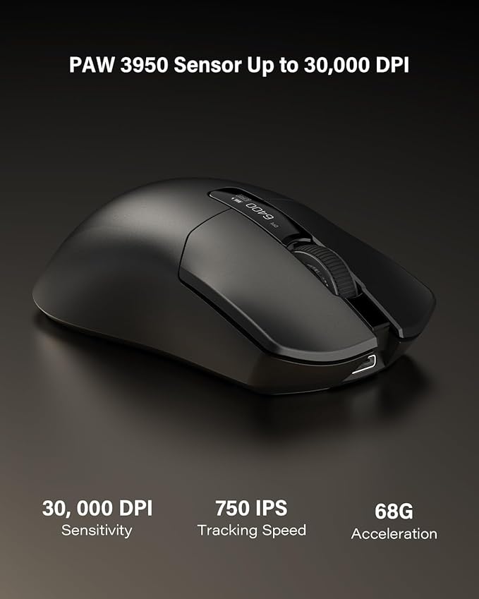 G59 Wireless Gaming Mouse PAW3950 Sensor 30000 DPI 8000Hz Polling Rate Programmable Buttons RGB 68g Tri-Mode Lightweight Esports Mouse for PC/Laptop/Mac