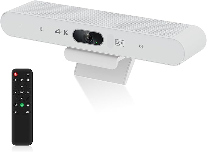 4K Video Conference Room Camera System with Remote Control AI Auto Framing&ampFocus Speaking Tracking Digital Zoom Webcam with Microphone and Speaker for Windows TV/PC/Laptop/Zoom/Teams/Skype