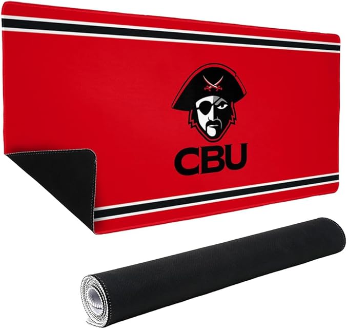 Christian Brothers University Buccaneers Primary Logo Stripes Large Gaming Mouse Pad Desk Mat with Stitched Edges Non-Slip Base for Gamer Home and Office 31.5 x 15.7