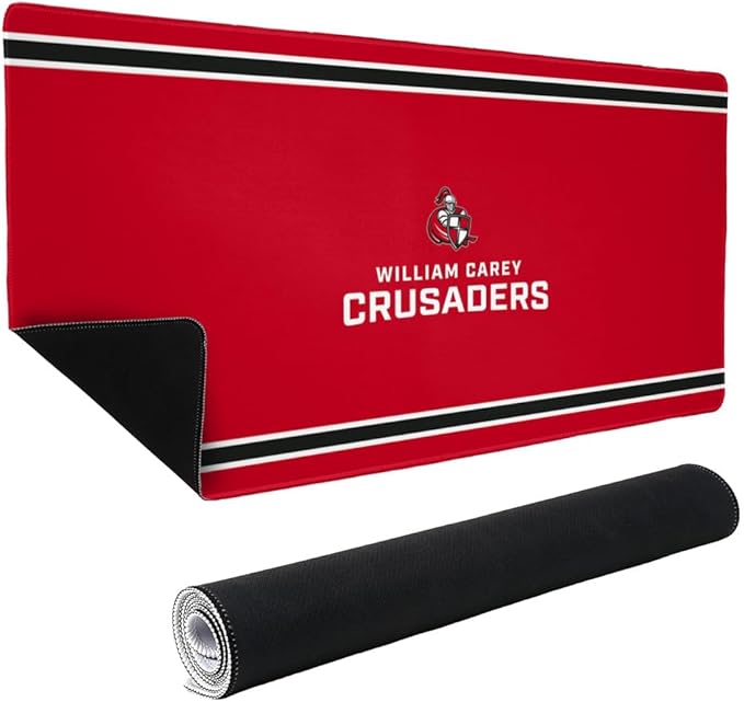 William Carey University Crusaders Primary Logo Stripes Large Gaming Mouse Pad Desk Mat with Stitched Edges Non-Slip Base for Gamer Home and Office 31.5 x 15.7