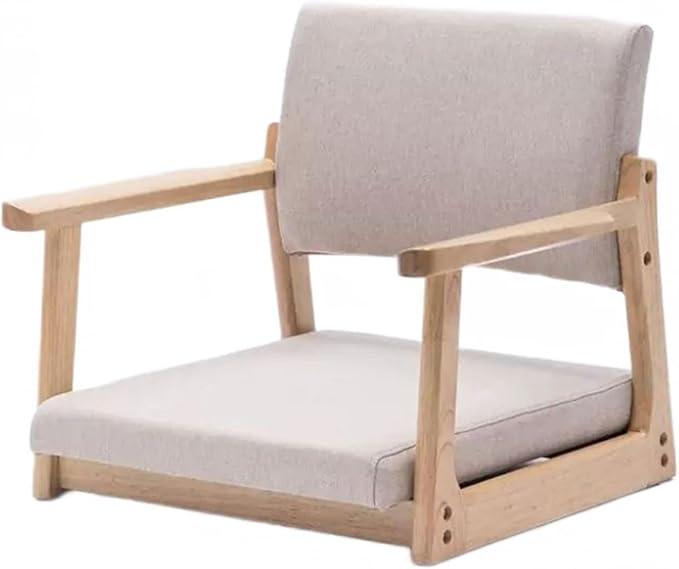 ELEFOCUS Armrest Legless Chair Floor Chair Timber Lazy Fabric Cushion Back Support Tatami Living Room 50X48X50CM(B)