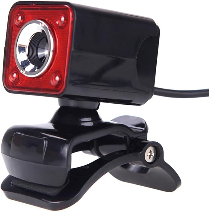 GIZNXBA Webcam with Microphone and Light 480P Streaming Webcam Auto Focus HD Light Correction Noise-Canceling Microphone for Creators Podcasters Meetings(Red)