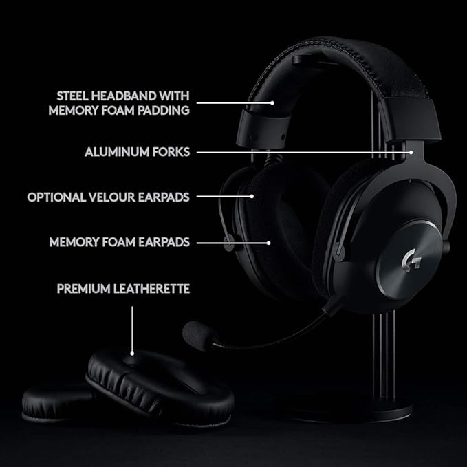 Logitech G PRO X Wireless Lightspeed Gaming Headset with Blue VO!CE Mic Filter Tech 50 mm PRO-G Drivers and DTS Headphone:X 2.0 Surround Sound 20+ Hour Battery Life - Black