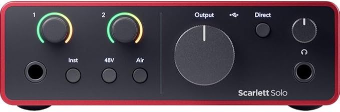 Focusrite Scarlett Solo 4G with StreamEye Cans50 Studio Headphones and Microphone Boom Arm XLR Cable and Pop Filter Bundle