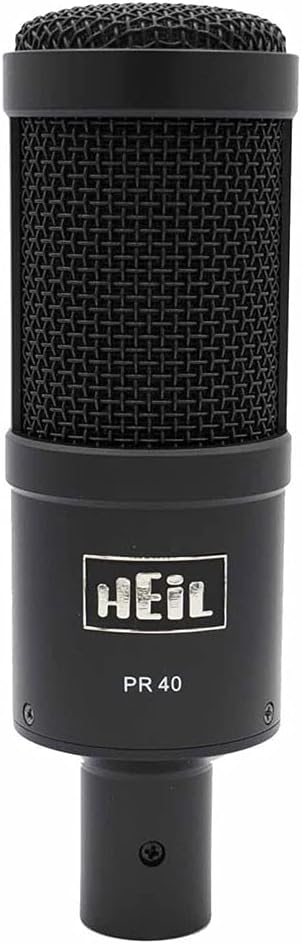 HEiL sound PR40 Large Diameter Dynamic Cardioid Studio Microphone Black Bundle with Heil Sound PRSMB Shockmount Two-Section Broadcast Arm and XLR Cable