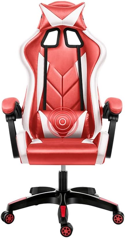 Swivel Chair Gaming Chair Liftable Office Chair Ergonomics Racing Chair Massage Lumbar Support for Student Dormitory OfficeRed