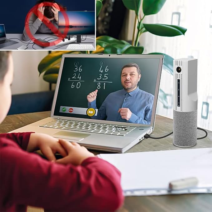 Conference Webcam w/Microphone&ampSpeaker for HD 1080P Video Call All-in-1 Ultra Wide-Angle 110° Camera 19ft Voice Pickup AI Noise-Cancel USB Plug&ampPlay&ampPower Speakerphone&ampCam Meeting