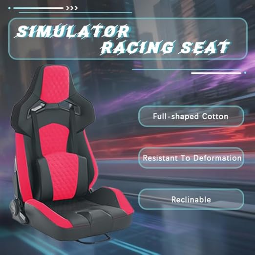 VroomAuto Universal PVC Bucket Style Reclinable Sport PU Leather Simulator Racing Seat with Adjustable Lock Slide Excluding Wheel Stand Handbrake Pedals and Monitor