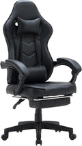 Ergonomic Video Game ChairsPu Leather Video Game Chairs for Adults 360°Swivel Adjustable Office Chair Gamer Chairwith Footrest Comfortable Game Lumbar Headrest Backrest RecliningBlack