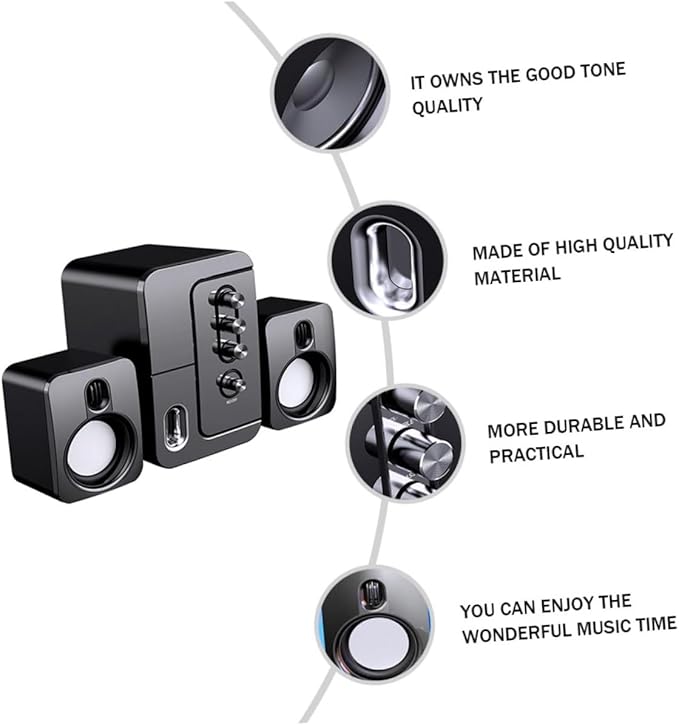 NUOBESTY USB Computer Speakers for Laptop and Desktop Black Portable 3D Surround Sound Loudspeaker with Deep Bass Versatile Home and Office Audio System