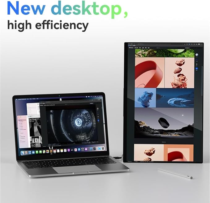 EHOMEWEI R13 Pro 15.6 4K 16:10 Portable Monitor with 3840 x 2400 High Resolution 1000g Lightweight with Screentouch Functionality Gaming Display and Digital Art Work Portable Monitor