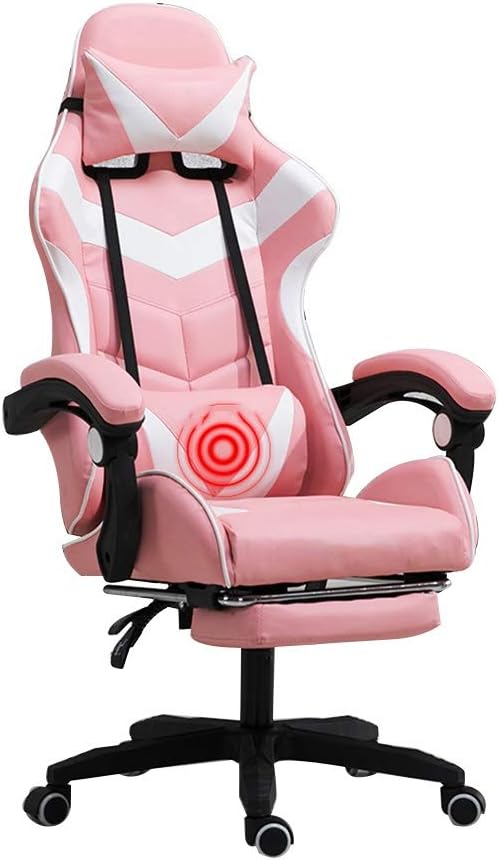 UISLA Office Video Game s Ergonomics Lift Seat with footrest High Back Gaming Multifunction with Headrest and Lumbar Support for Video Game Swivel Dign