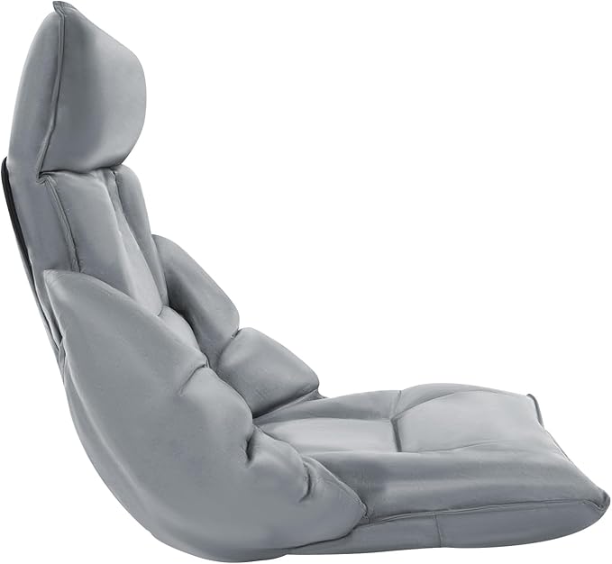 Folding Sofa Chair 5 Adjustable Position Lazy Sofa Floor Chair with Armrests Backrest Headrest Waist Pillow Couch Recliner for Meditation Reading Gaming